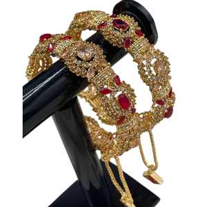 Fashion Jewelry Women <b>Indian</b> Pakistani Traditional Wedding Bangles Jewelry Sets 2 Pieces Heavy Set - Product Image 1