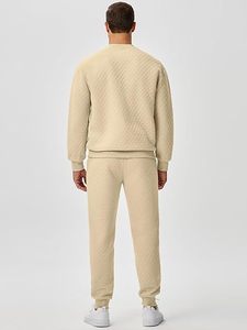 Ensemble de survêtement décontracté 2 pièces pour homme, style hip-hop, matelassé, avec sweat à capuche et pantalon de jogging, 100 % coton - Product Image 3