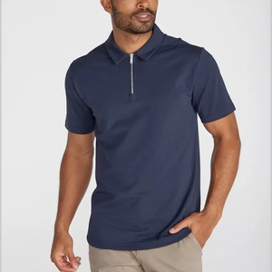 Custom Logo <b>Plain</b> Polo <b>Tshirts</b> High Quality 4-way Stretch Drop-cut Zip Luxury Short Sleeve Polo Shirts for Men - Product Image 3