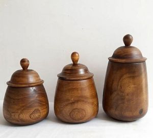 Food Grade Wooden Spice <b>Container</b> with Wooden Lid 250mL Capacity Eco-Friendly Durable Multifunction Kitchen Jar - Product Image 3