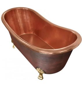 Bañera Ovalada de Cobre Hecha a Mano con Patas de Gato, Bañera de Metal Pulido para Villa, Baño de Hotel - I H C - Product Image 1