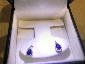 Blue Sapphire and Diamond <b>Earring</b> 14k Solid Gold Pear Cut <b>Studs</b> <b>Earrings</b> Fine Jewelry Gift for Women Anniversary <b>Earrings</b> - Product Image 4