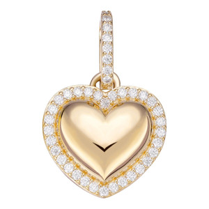 Colgante de Aleación Chapado en Oro con Forma de Corazón y Cristales de Estrás, Dijes con Engaste de Bisel, Joyería Romántica Unisex para Regalo - Product Image 3