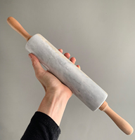 Rouleau à pâtisserie en marbre multi-usages avec manche en bois pour hôtel, restaurant, pizza, chapati – Outil de cuisson en gros