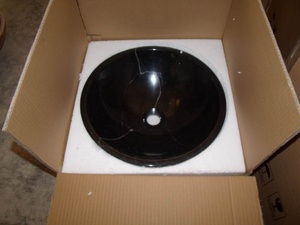 Lavabo da bagno in pietra naturale Nero lucido a superficie solida Nero marmo Nero lavabo in pietra - Product Image 6