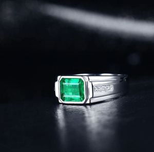 Men's 925 Sterling <b>Silver</b> 14K Gold Plated Bezel Setting <b>Emerald</b> Cut 2 Carat Engagement Wedding <b>Ring</b> Luxury Third Party Certified - Product Image 3