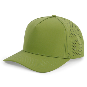 Casquette de camionneur bleu clair à 5 panneaux, perforée, à fermeture snapback, réglable, en polyester, pour sports de plein air et voyages - Product Image 4