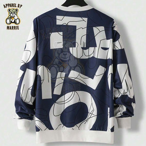 Sudadera Oversize de Algodón y Poliéster para Hombre, Peso Medio, Personalizada al por Mayor, con Logo Impreso, Marca Privada, Cuello Redondo, Ropa Urbana Masculina - Product Image 2