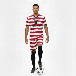 Conjunto de Uniforme de Fútbol Personalizado con Nombre de Equipo, 100% Poliéster, Rayado, para Entrenamiento - Product Image 1