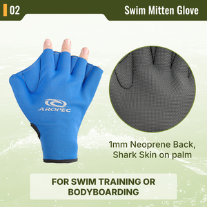 Gants de natation en néoprène Aropec 1 mm avec paume en peau de requin pour l'entraînement de natation et le bodyboard - OEM/ODM/OBM - Product Image 3
