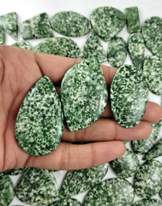 Radha Arts Natural Green Dot <b>Jade</b> Loose Gemstone High Quality Polished Cabochon Wholesale Genuine Stone Jewelry - Product Image 4