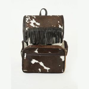 Mochila de Cuero Vacuno con Flecos, Estilo Bohemio, Múltiples Bolsillos, Unisex, Mochila de Día con Respaldo Suave, 15 Pulgadas - Product Image 2