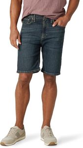 Shorts en jean délavé foncé pour homme, coupe droite, taille mi-haute, décontracté, été, coton respirant, poches, tissu tissé - Product Image 3