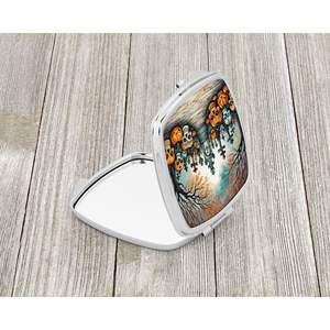 Calaveras Sugar Skulls Spooky Halloween espejo compacto plegable de bolsillo de mano espejo de maquillaje de viaje para mujeres niñas decorativo - Product Image 2