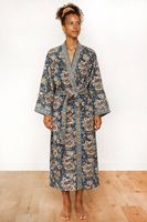 Peignoir en coton gaufré de haute qualité, imprimé pigmentaire, écologique, antimicrobien, séchage rapide, motif floral de luxe