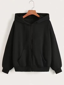 Sudadera con capucha extragrande estampada para mujer, estilo streetwear de invierno, con cremallera, efecto vintage lavado y desgastado, ODM Front - Product Image 3