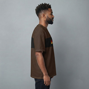 Nouveaux T-shirts pour hommes tendance et surdimensionnés, épaules tombantes, col rond, manches courtes, coupe ample, 100% coton, bicolore, style hip-hop. - Product Image 3