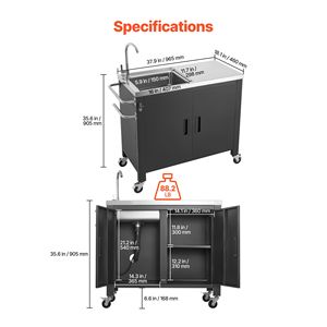 Chariot de camping avec évier et rangement, table de barbecue extérieure en acier inoxydable de 38 pouces, îlot de cuisine étanche - Product Image 2