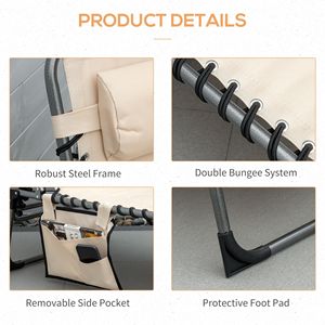 Chaise longue pliante d'extérieur avec dossier réglable en 5 positions, chaise inclinable en PE pour patio, avec poche pour coussin, pour utilisation en piscine ou à l'hôtel - Product Image 6