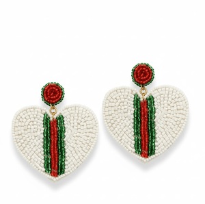 Boucles d'oreilles pendantes faites à la main en perles de rocaille brodées, motif floral coloré, pour femmes - Product Image 6