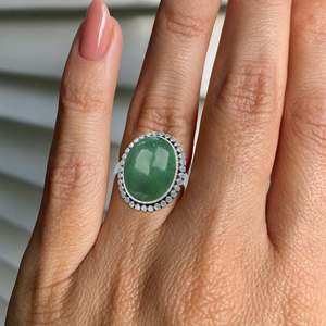 Nephrite Jade Oval Shape Gemstone Vintage Ring Handmade 925 Solid Sterling Silver Designer Big All Size Birthday <b>Gift</b> <b>for</b> <b>Her</b> - Product Image 4