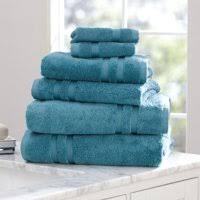 Mix and Match 6-Piece Cotton Woven Antimicrobial Solid Dobby Border Face Hand <b>Bath</b> <b>Towel</b> <b>Sets</b> for Adults - Product Image 3