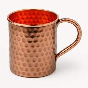 Pure Solid Copper Moscow Mule <b>Mug</b> 16oz Hammered Finish Beer Cup Food Grade Lining Cocktail Drinkware Bar Metal <b>Mug</b> With Handle - Product Image 1