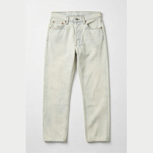 Straight-Leg <b>Bleach</b> Stone Wash Denim Jeans Men High Waist Slim Fit Cotton Casual Spring Style Pants - Product Image 1
