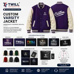 Veste universitaire pour homme, couleur violette, avec logo personnalisé brodé, col rabattu, coupe classique, style décontracté, laine et polyester, hiver - Product Image 4