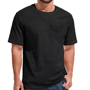 T-shirt blanc à manches courtes pour homme avec logo ailes en relief, coupe classique, col rond, en jersey de coton - Product Image 6