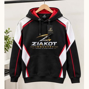 Sudadera con Capucha Deportiva Negra y Blanca, Cosida a Medida, de la Industria Ziakot, Venta al Por Mayor Directa - Product Image 6