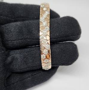 สร้อยข้อมือเทนนิสลายรังผึ้งสไตล์โบฮีเมียนทองคำ 14K ได้รับการรับรองจาก IGI สำหรับผู้ชายและผู้หญิง ประดับเพชรทรงบริลเลียนต์คัต คุณภาพ FG VS ผลิตในห้องปฏิบัติการ - Product Image 6