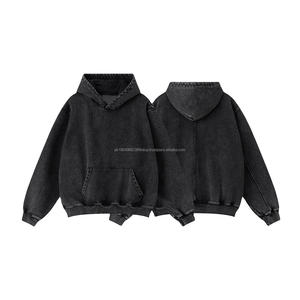 Poids lourd 420G coton Vintage lavé en détresse sweat à capuche surdimensionné sans cordon de serrage pull blanc sweats à capuche et sweat-shirts pour hommes - Product Image 2