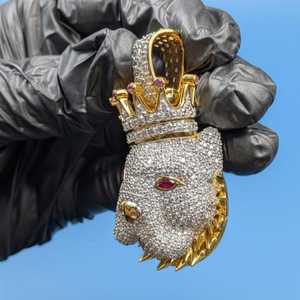 จี้รูปสุนัขสไตล์ฮิปฮอปหรือพิทบูล จี้เงินแท้ 925 จี้โมอิสซาไนต์สั่งทำพิเศษ จี้สำหรับคนรักสัตว์ จี้แฟชั่นสำหรับแร็ปเปอร์ - Product Image 4