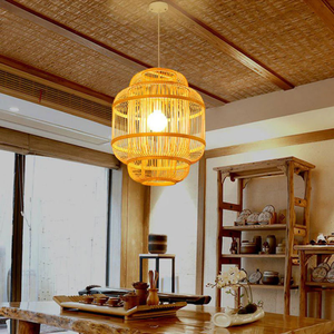 Lampe suspendue en rotin tressé pour la décoration du plafond de la maison, lampe suspendue naturelle et éclairage intérieur - Product Image 4