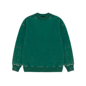 เสื้อสเวตเชิ้ตคอกลมสีเขียวมรกตสำหรับผู้ชาย ทรงโอเวอร์ไซส์ สีพื้น ผ้าถักจากฝ้าย สวมใส่สบายๆ สำหรับฤดูใบไม้ร่วง - Product Image 1