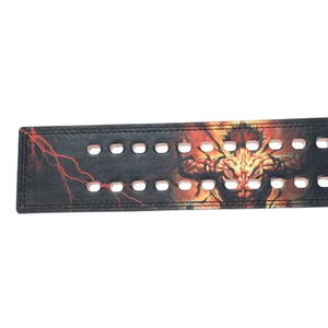 Adjustable Cowhide Weightlifting <b>Belt</b> Lever Buckle Non-Slip 15 lb Load Capacity <b>Red</b> Anime Design for Power Training Adult Use - Product Image 4