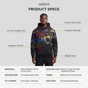 <b>Custom</b> Men's Color Block Pullover Hoodie 100% Cotton Heavyweight French Terry Streetwear Blank Oversized OEM Manufacturer - Product Image 5