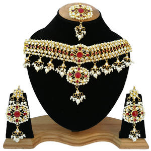 Parure de bijoux indienne royale Kundan plaquée or, classique, pour mariée, fiançailles, mariage, fête, pour femme, tendance, dernière collection, zircon en forme de lune - Product Image 1