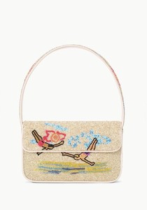 Embroidered Beach Scene Shoulder <b>Bag</b> With Single Handle Bohemian Style <b>Summer</b> Canvas Design For Daily Use - Product Image 6