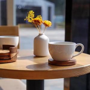Handmade Acacia Wood & Epoxy Resin Inlay Absorbent Coasters 10cm <b>Cup</b> <b>Mats</b> Cylindrical Holder Heat-Resistant Table REHMAN CRAFT - Product Image 5
