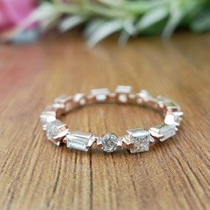 แหวนหมั้นโซลิแทร์โซลิแทร์14K สีขาวและเหลือง3.0 CT สำหรับงานแต่งงานงานเลี้ยง - Product Image 1