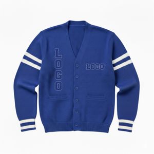 Cardigan en tricot personnalisé avec lettres grecques, boutonné sur le devant, avec poignets côtelés, style universitaire, vente en gros OEM - Product Image 1