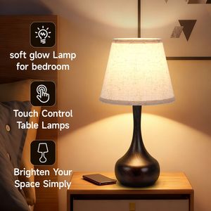 2-Pack 3-Way Dimmable Touch Lamps Nightstand <b>Bedside</b> <b>LED</b> <b>Table</b> Lamps for Bedroom Bedoom Living Room Sofa Includes Bulbs - Product Image 6