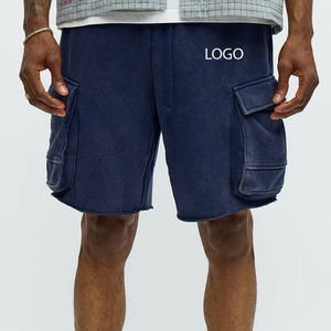Shorts pour hommes délavés à l'acide avec poches cargo et logo personnalisable à prix avantageux pour les acheteurs en gros, coupe décontractée et tendance - Product Image 1