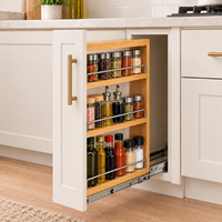 Organisateur de rangement de cuisine moderne en bois d'hévéa, tiroirs à trois niveaux, durable, écologique, multifonctionnel, couleur personnalisable