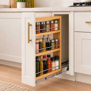 Organisateur de rangement de cuisine moderne en bois d'hévéa, tiroirs à trois niveaux, durable, écologique, multifonctionnel, couleur personnalisable - Product Image 4