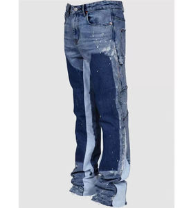 กางเกงยีนส์คาร์โก้ผู้ชายทรงหลวม ไซส์ใหญ่ เอวกลาง สไตล์ชุดทำงาน ผ้าฝ้าย กระเป๋าปะ ทรงปกติ สีพื้น ติดกระดุม - Product Image 3