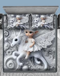 Juego de Ropa de Cama Infantil de 3 Piezas con Diseño de Princesa de Dibujos Animados Impreso en 3D, 100% Poliéster, Ecológico, Resistente a la Decoloración y a las Arrugas, Sábanas para el Hogar - Product Image 1