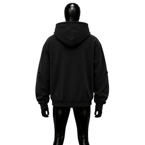 Sweat à capuche zippé noir style streetwear avec motif ange, imprimé ange, en polaire oversize, décontracté, à manches classiques, pour l'automne, MOD - Product Image 2